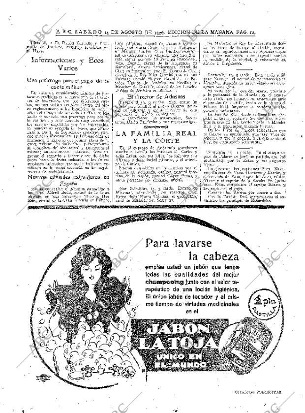ABC MADRID 14-08-1926 página 12