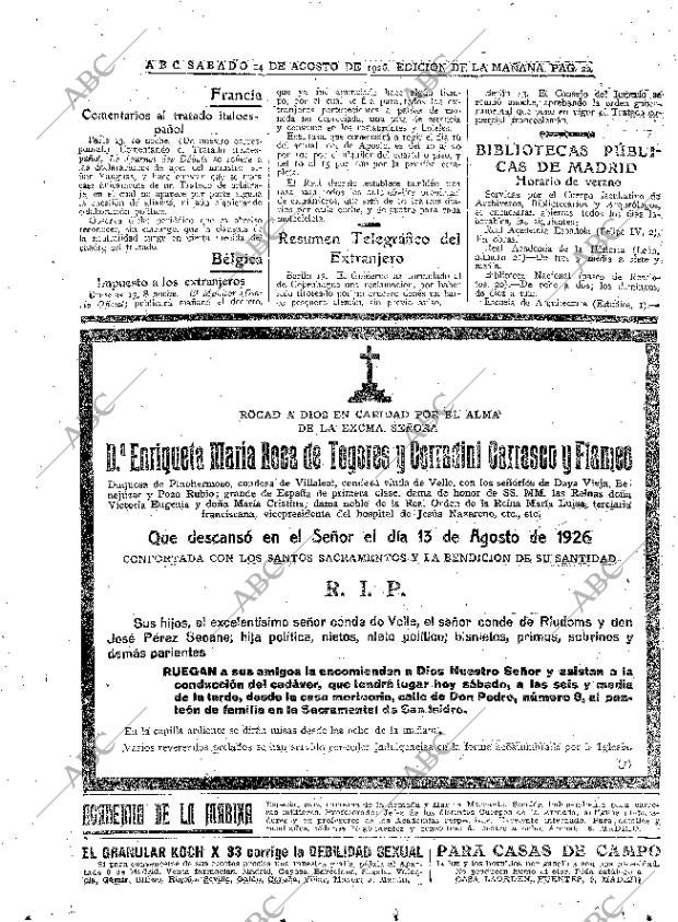 ABC MADRID 14-08-1926 página 22