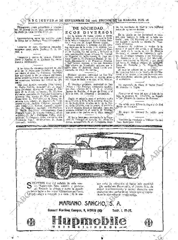 ABC MADRID 16-09-1926 página 16