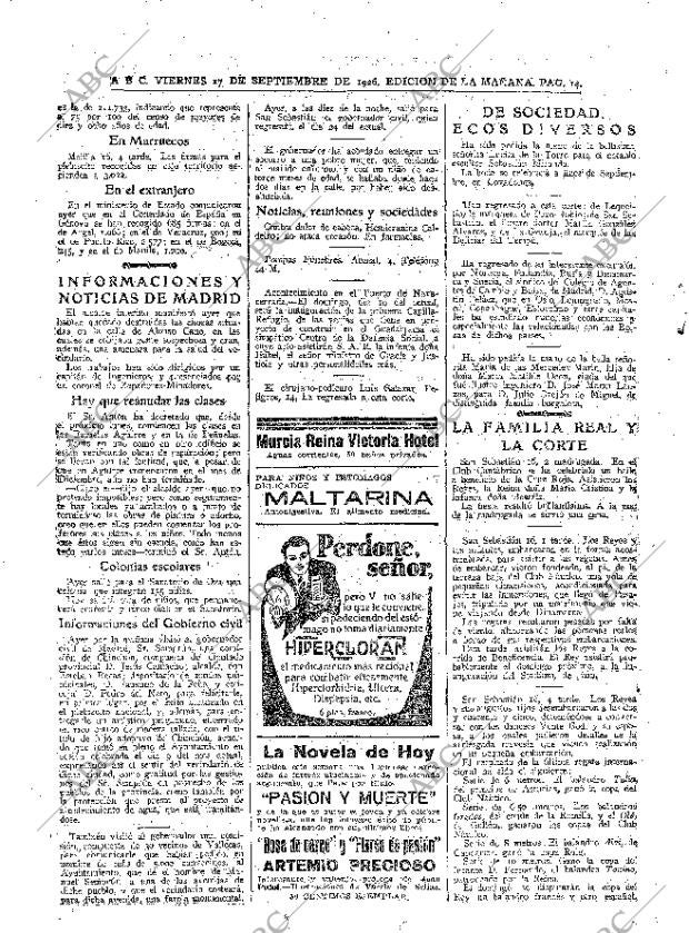ABC MADRID 17-09-1926 página 14