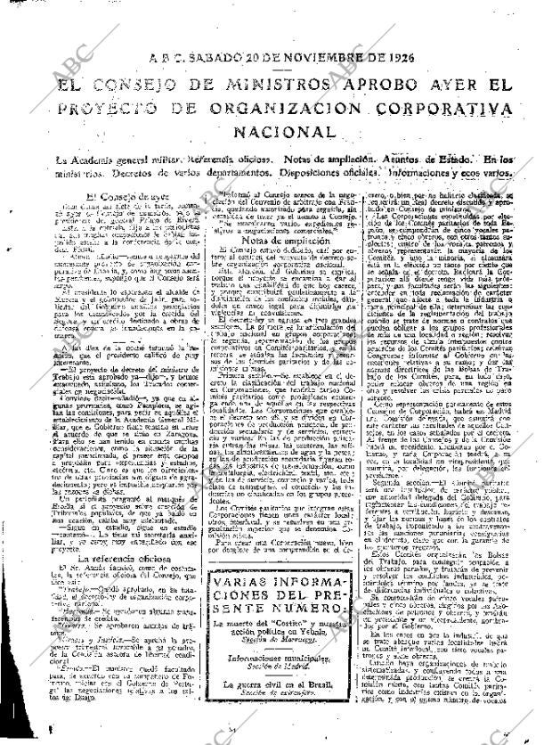 ABC MADRID 20-11-1926 página 15
