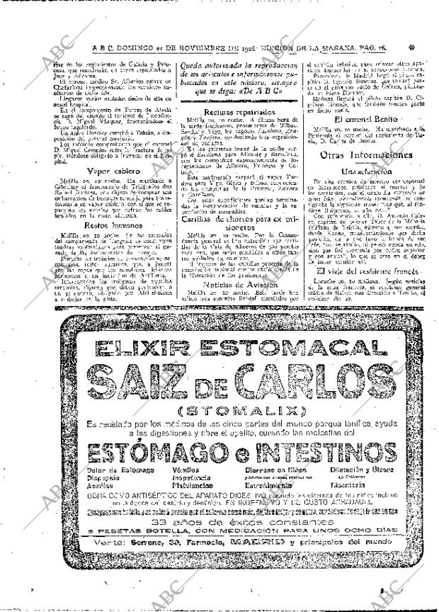 ABC MADRID 21-11-1926 página 16