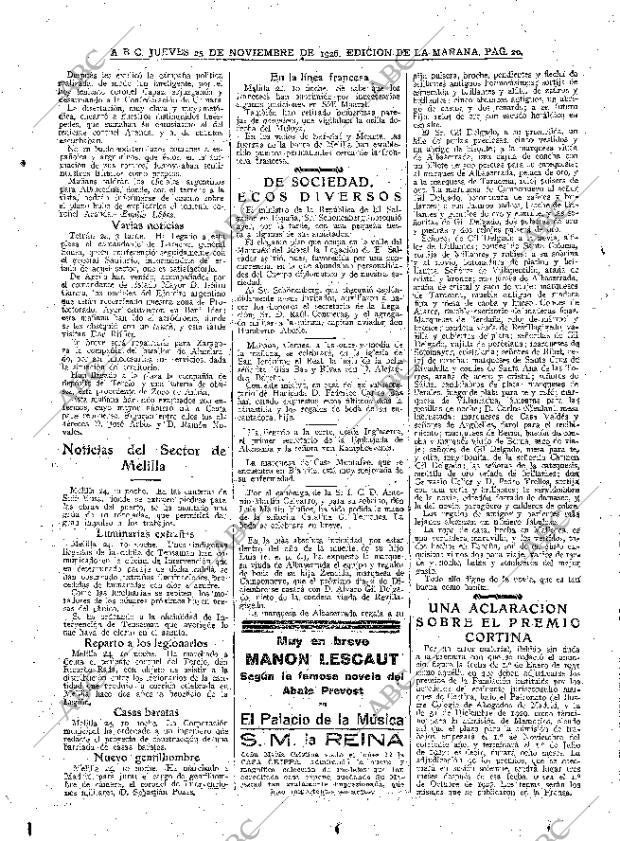 ABC MADRID 25-11-1926 página 20