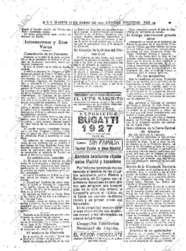 ABC MADRID 17-01-1927 página 14