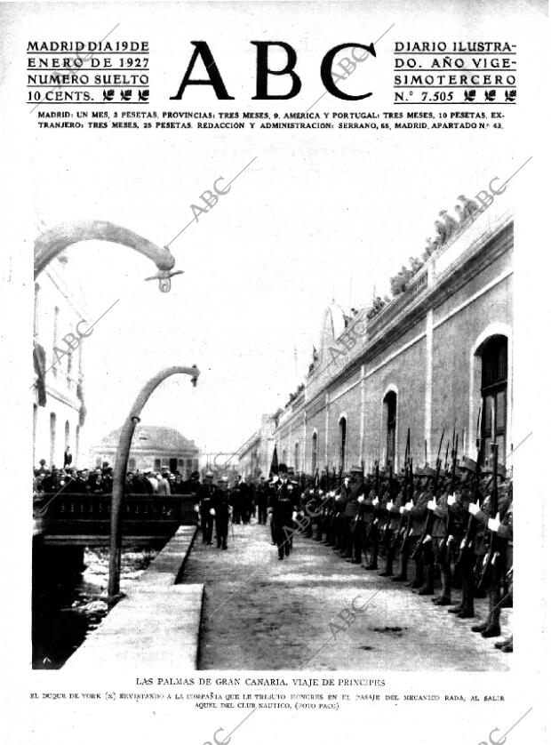 ABC MADRID 19-01-1927 página 1