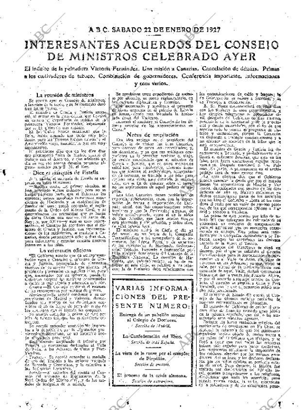 ABC MADRID 22-01-1927 página 15