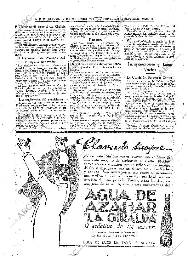 ABC MADRID 17-02-1927 página 16