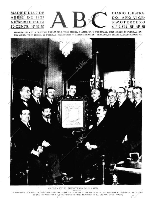 ABC MADRID 07-04-1927 página 1