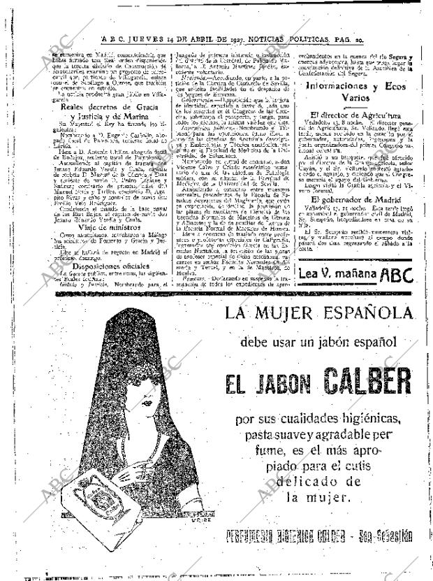 ABC MADRID 14-04-1927 página 20