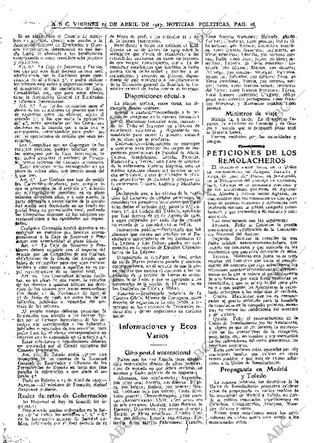 ABC MADRID 15-04-1927 página 16