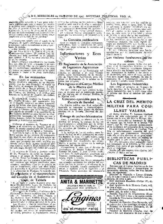 ABC MADRID 29-06-1927 página 16