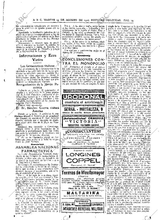 ABC MADRID 23-08-1927 página 19