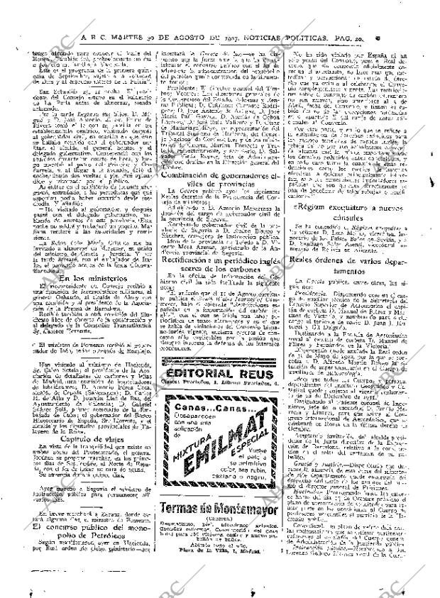 ABC MADRID 30-08-1927 página 20