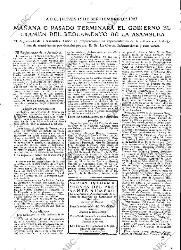 ABC MADRID 15-09-1927 página 15