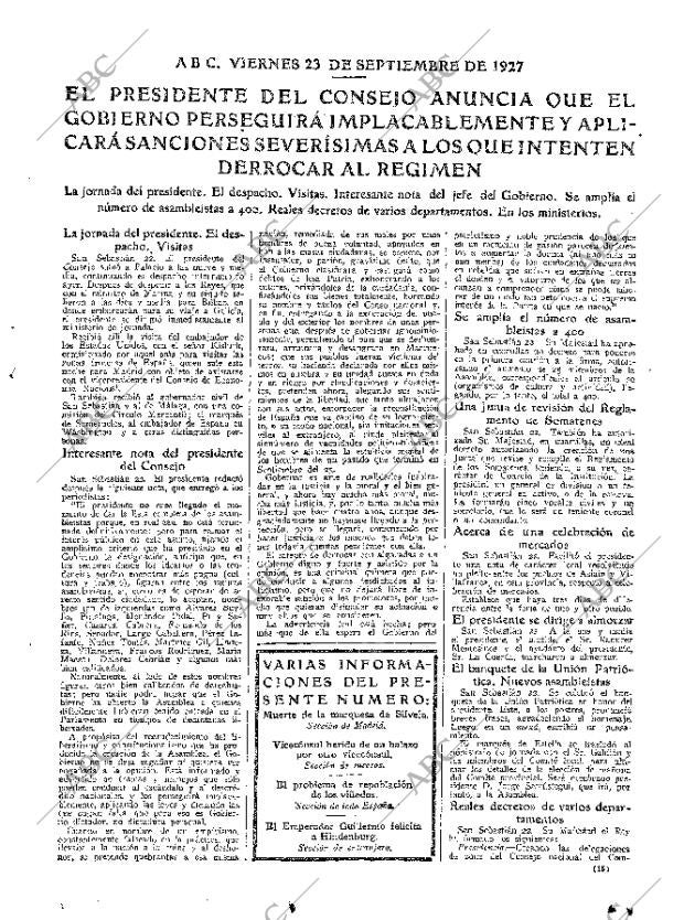 ABC MADRID 23-09-1927 página 15