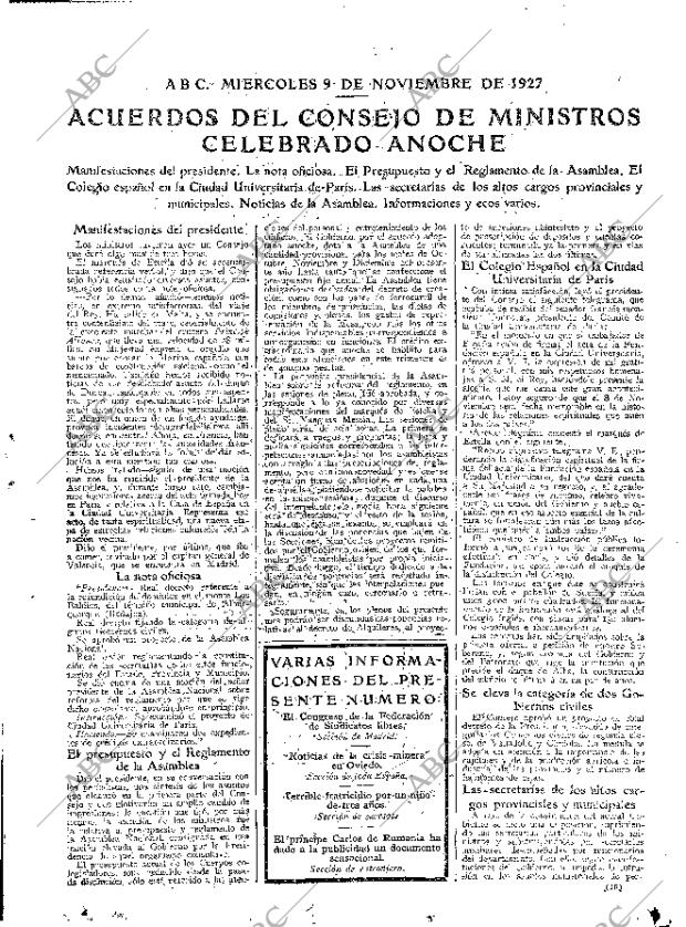 ABC MADRID 09-11-1927 página 15