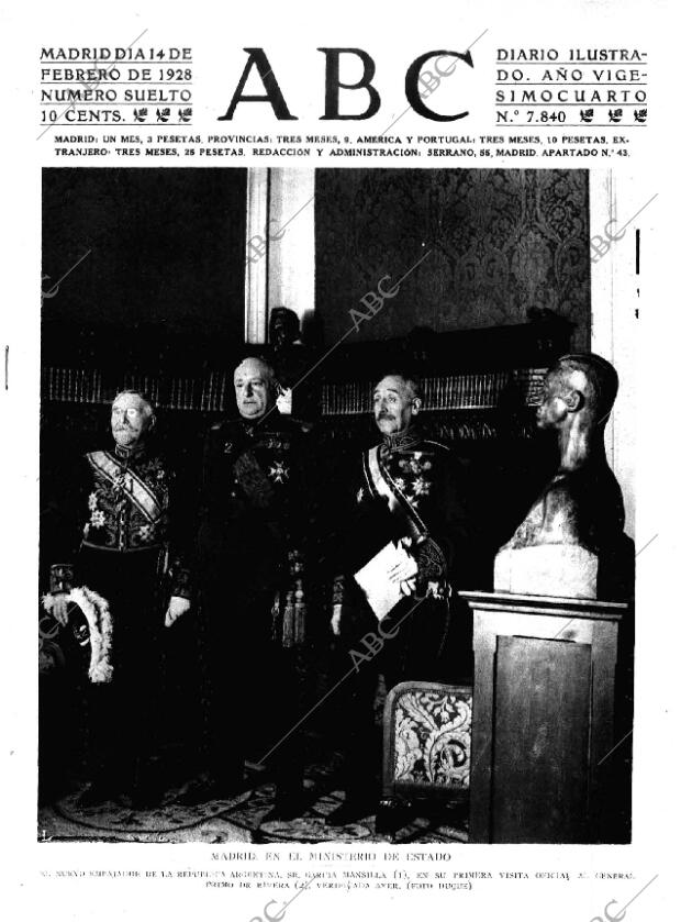 ABC MADRID 14-02-1928 página 1