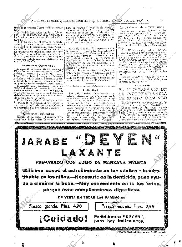 ABC MADRID 27-02-1929 página 16