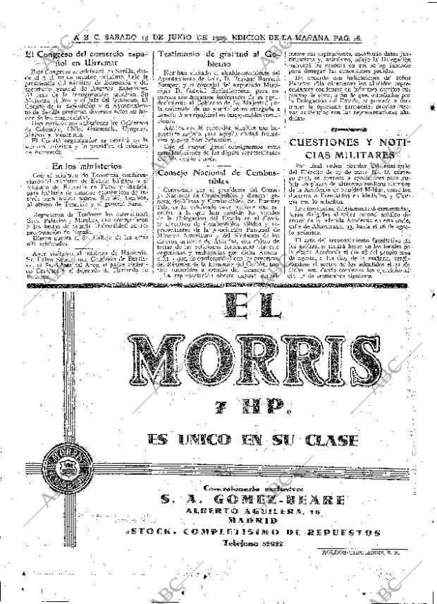 ABC MADRID 15-06-1929 página 16