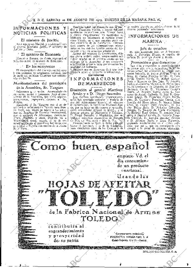 ABC MADRID 10-08-1929 página 16