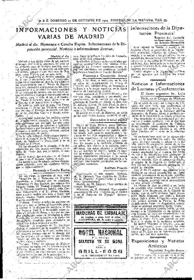 ABC MADRID 27-10-1929 página 33