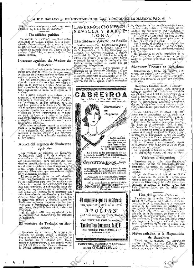 ABC MADRID 30-11-1929 página 16