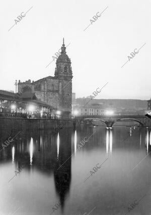 Iglesia de san Antón, mercado de la plaza vieja y puente de san Antón (1871 A...