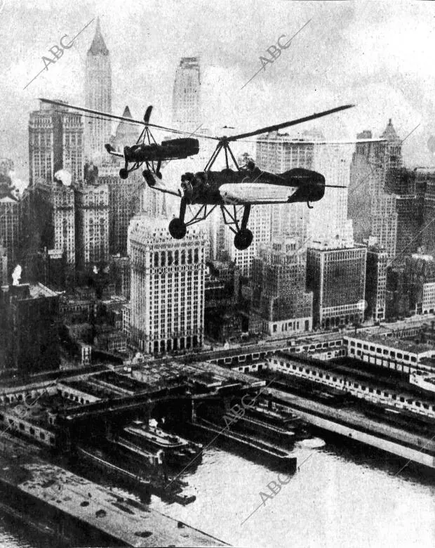 El autogiro de Juan de La Cierva sobrevolando Nueva York Archivo ABC