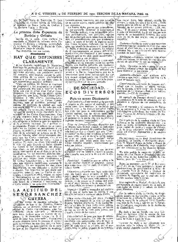 ABC MADRID 14-02-1930 página 19