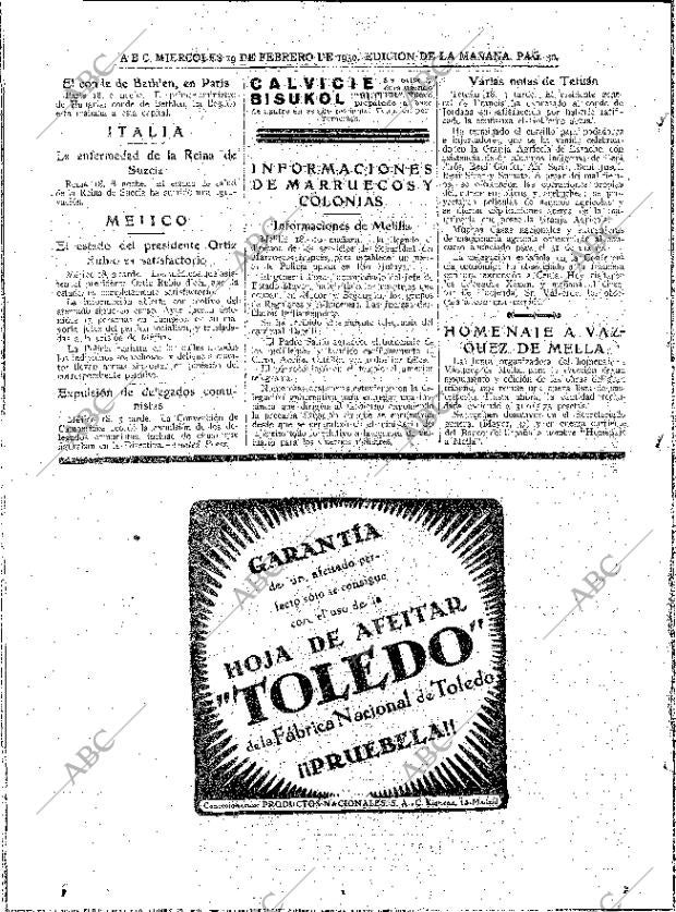 ABC MADRID 19-02-1930 página 30
