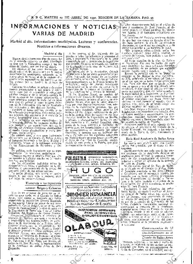ABC MADRID 22-04-1930 página 33