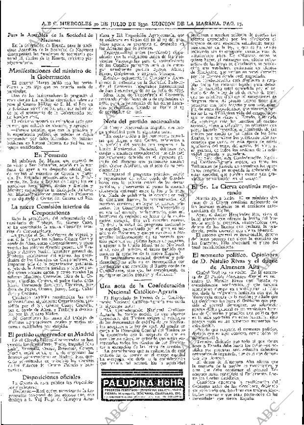 ABC MADRID 30-07-1930 página 17