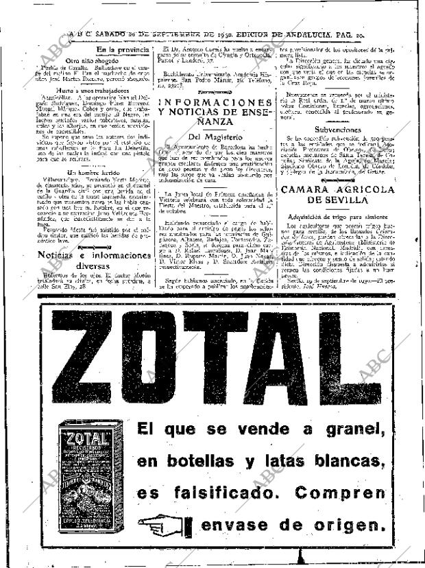 ABC SEVILLA 20-09-1930 página 20