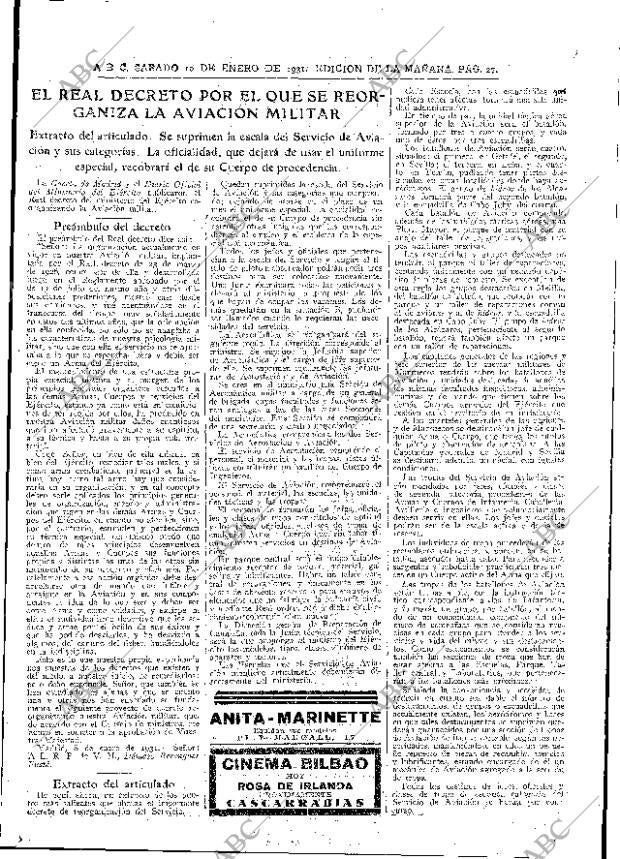 ABC MADRID 10-01-1931 página 27