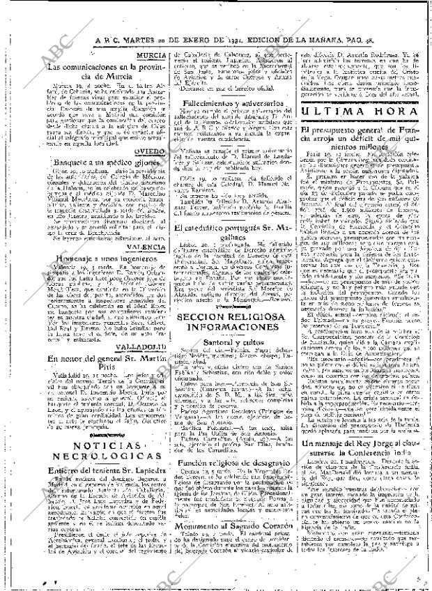 ABC MADRID 20-01-1931 página 48