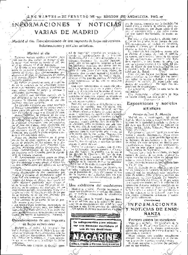ABC SEVILLA 10-02-1931 página 23