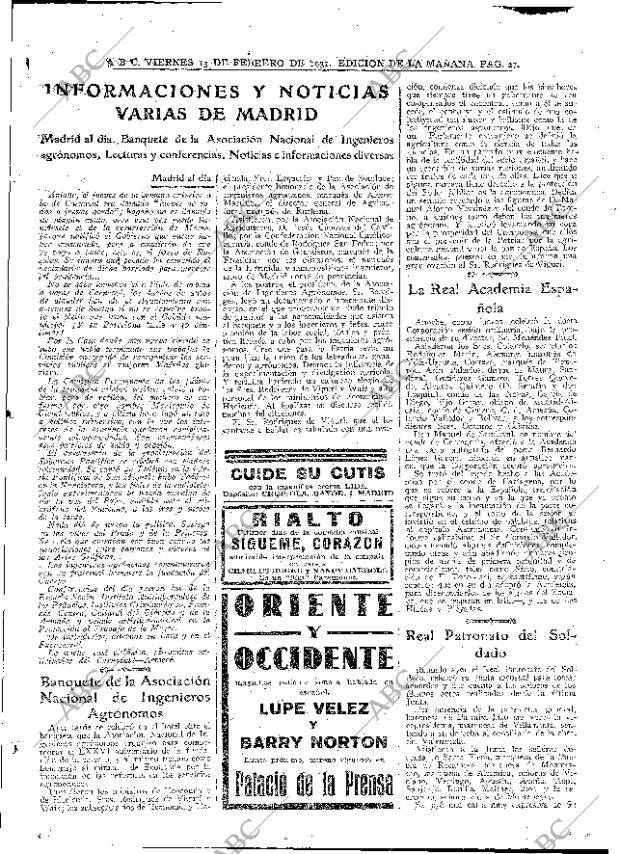 ABC MADRID 13-02-1931 página 27