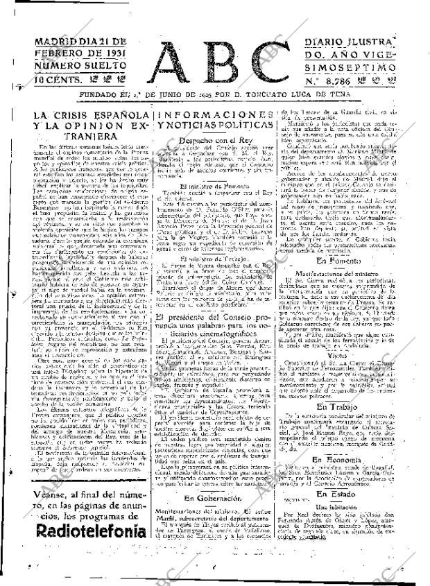 ABC MADRID 21-02-1931 página 25