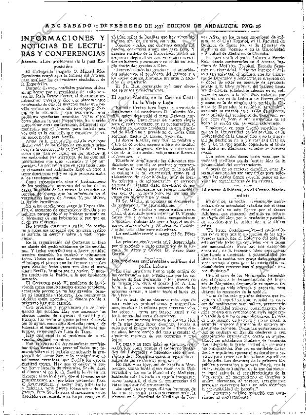 ABC SEVILLA 21-02-1931 página 26
