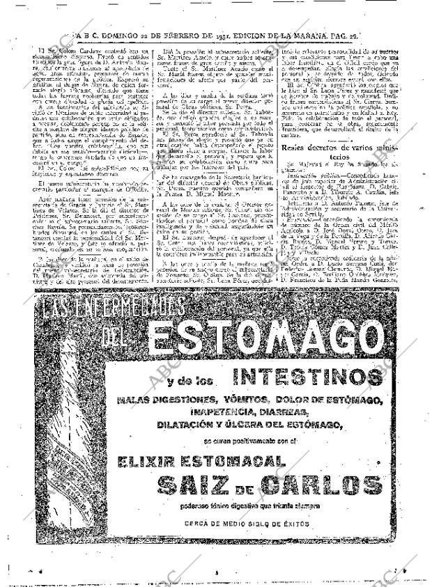 ABC MADRID 22-02-1931 página 26