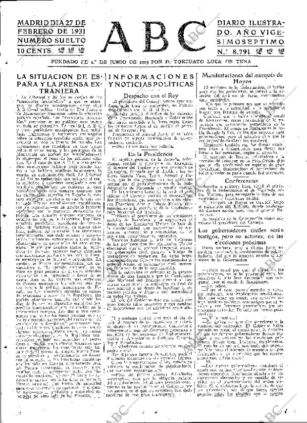 ABC MADRID 27-02-1931 página 15