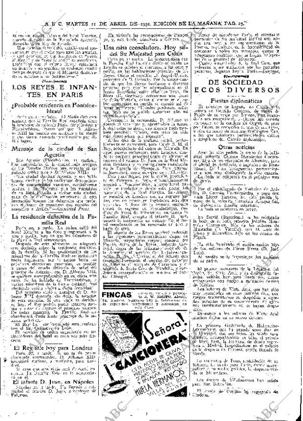 ABC MADRID 21-04-1931 página 25