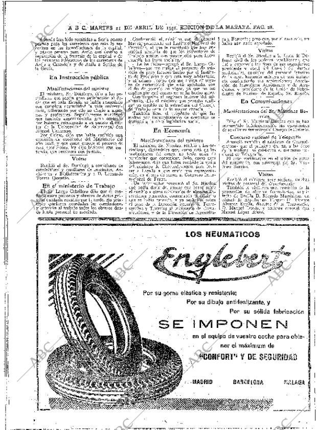 ABC MADRID 21-04-1931 página 28