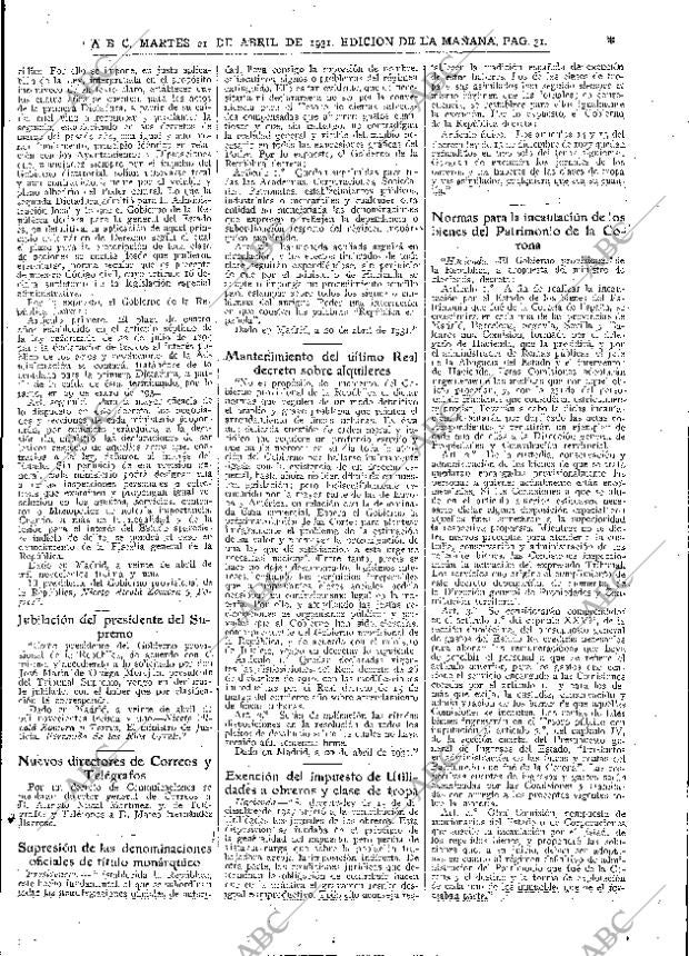 ABC MADRID 21-04-1931 página 31