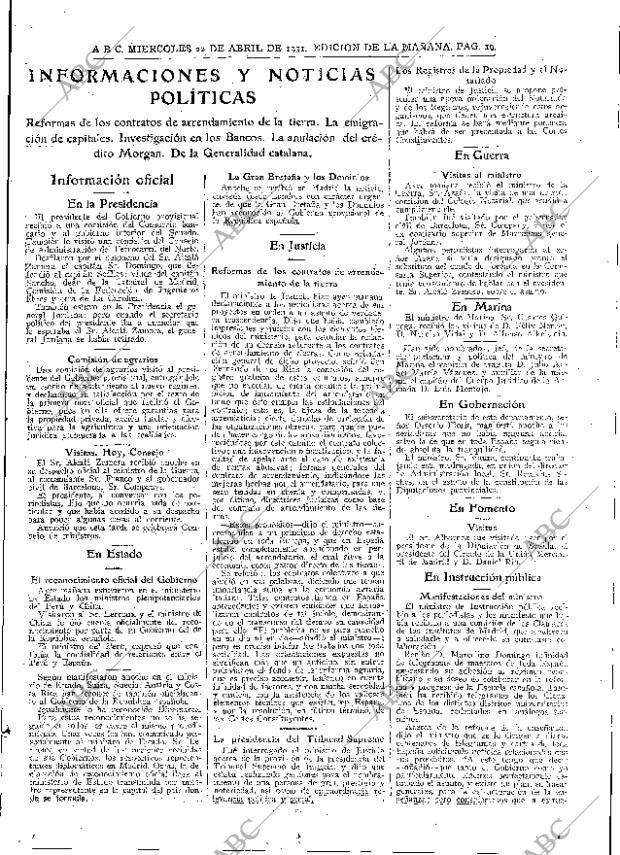 ABC MADRID 22-04-1931 página 19