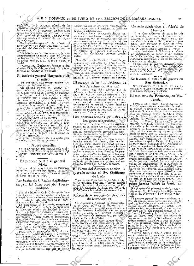 ABC MADRID 21-06-1931 página 27