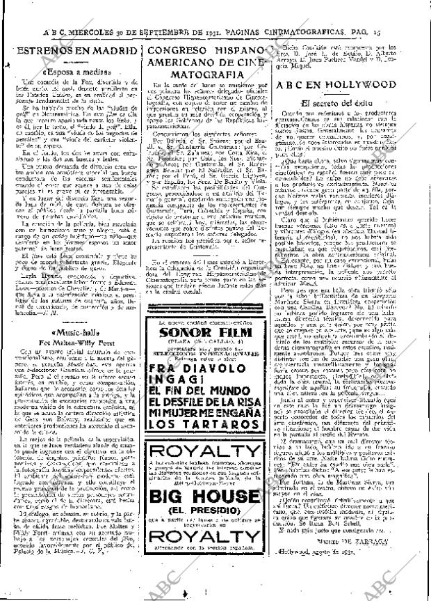 ABC MADRID 30-09-1931 página 15