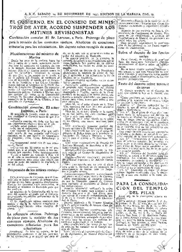 ABC MADRID 14-11-1931 página 19