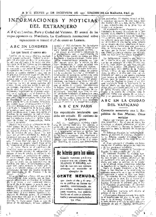 ABC MADRID 31-12-1931 página 33