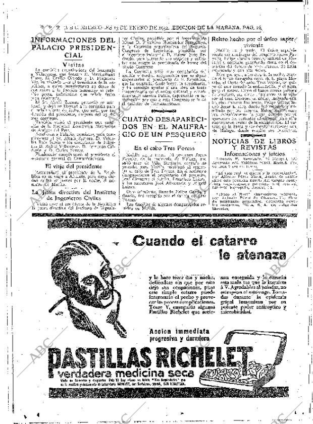 ABC MADRID 13-01-1932 página 16